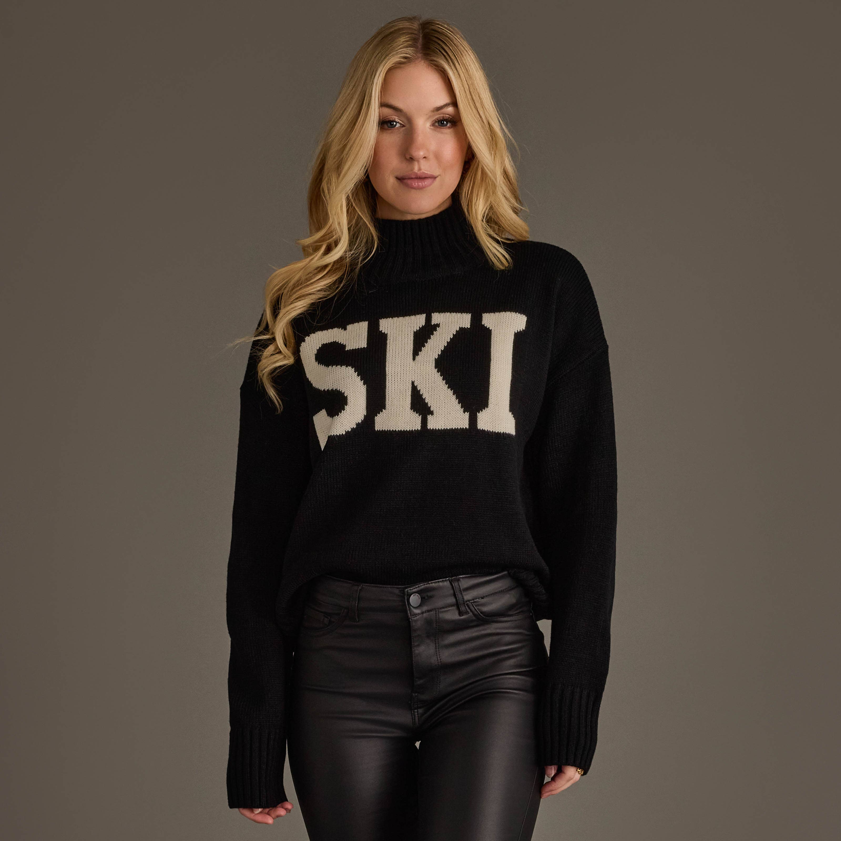Black & White Ski Mock Neck Sweater