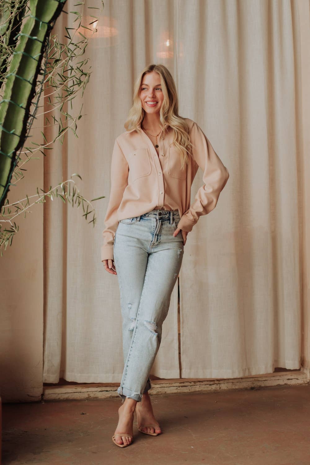 Tan Soft Button Up