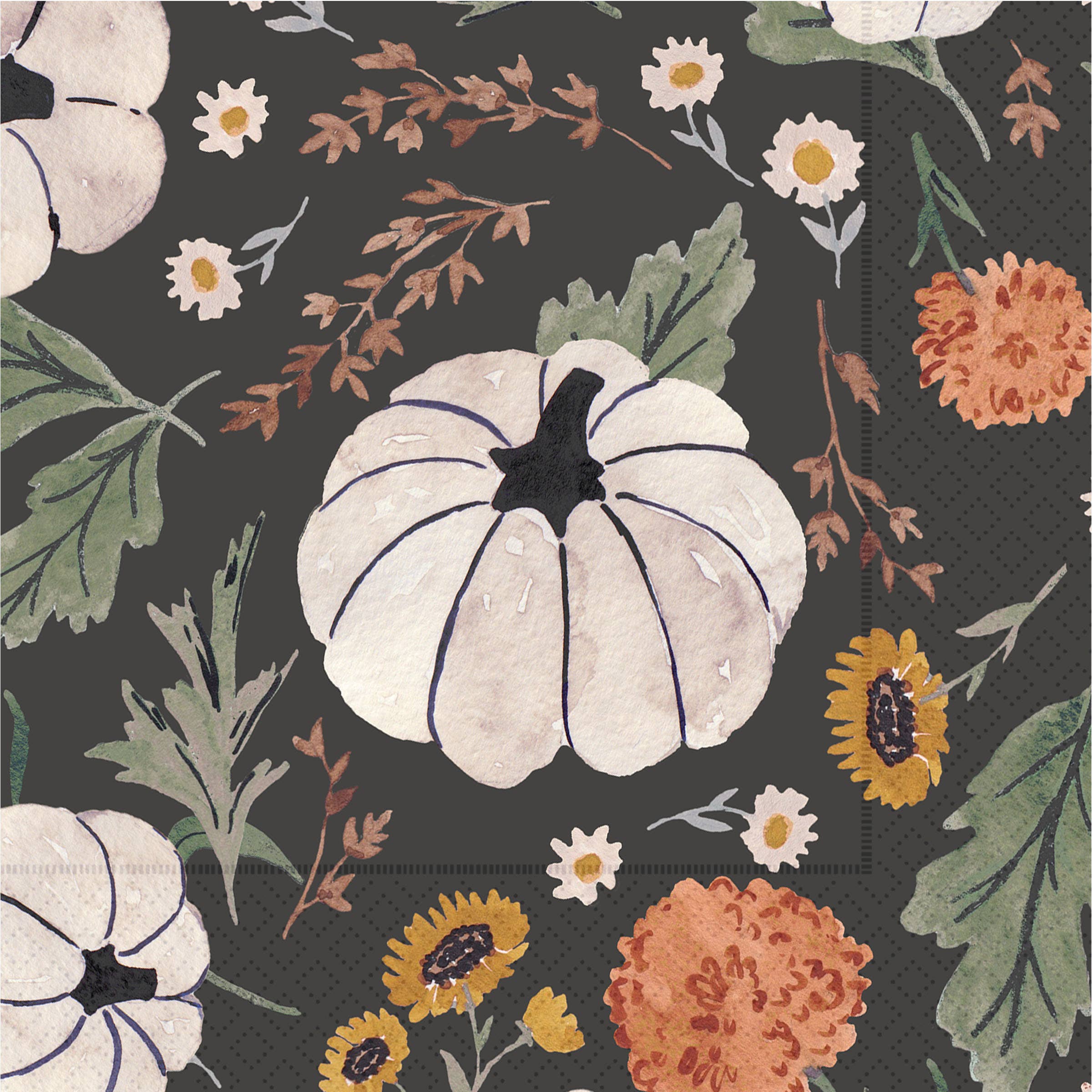 Floral Pumpkin Spread Cocktail Napkins 20 ct Fall Autumn