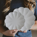 White Scalloped Serving Tray Set of 2 - Home Decor