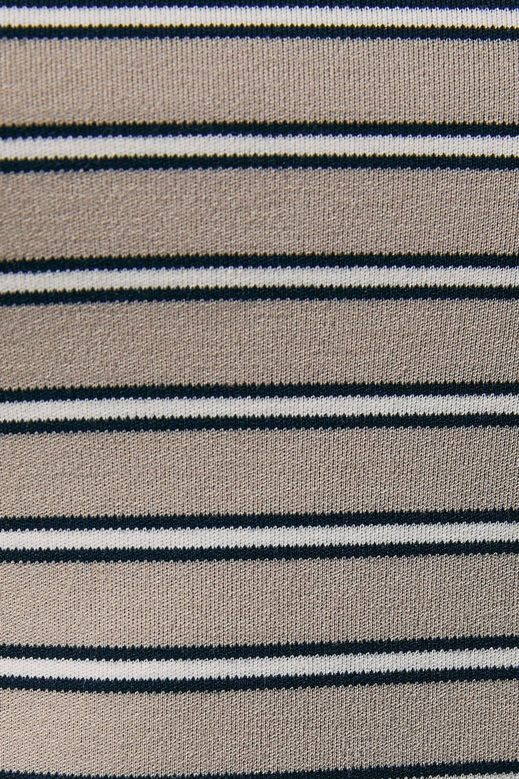 LONG SLEEVE ROUND NECK STRIPED TOP: MAUVE-BROWN STRIPE / M
