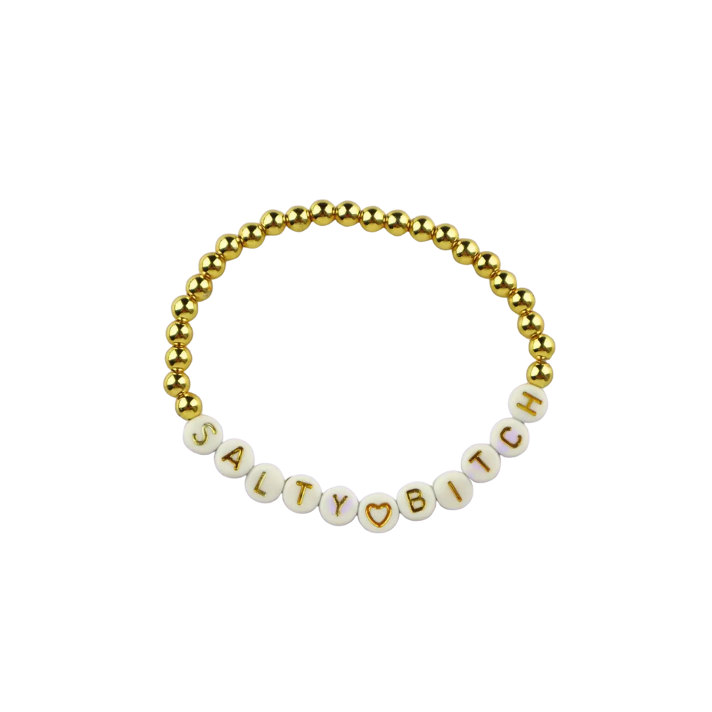 Gold Filled Ball Beaded Message Bracelets: Salty Bitch