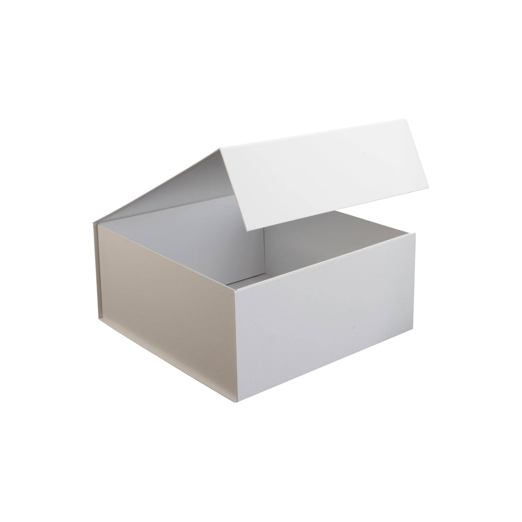 13.4" X 9.8" X 4.7" Collapsible Gift Box w/Magnetic Square Flap Lid: White / 1