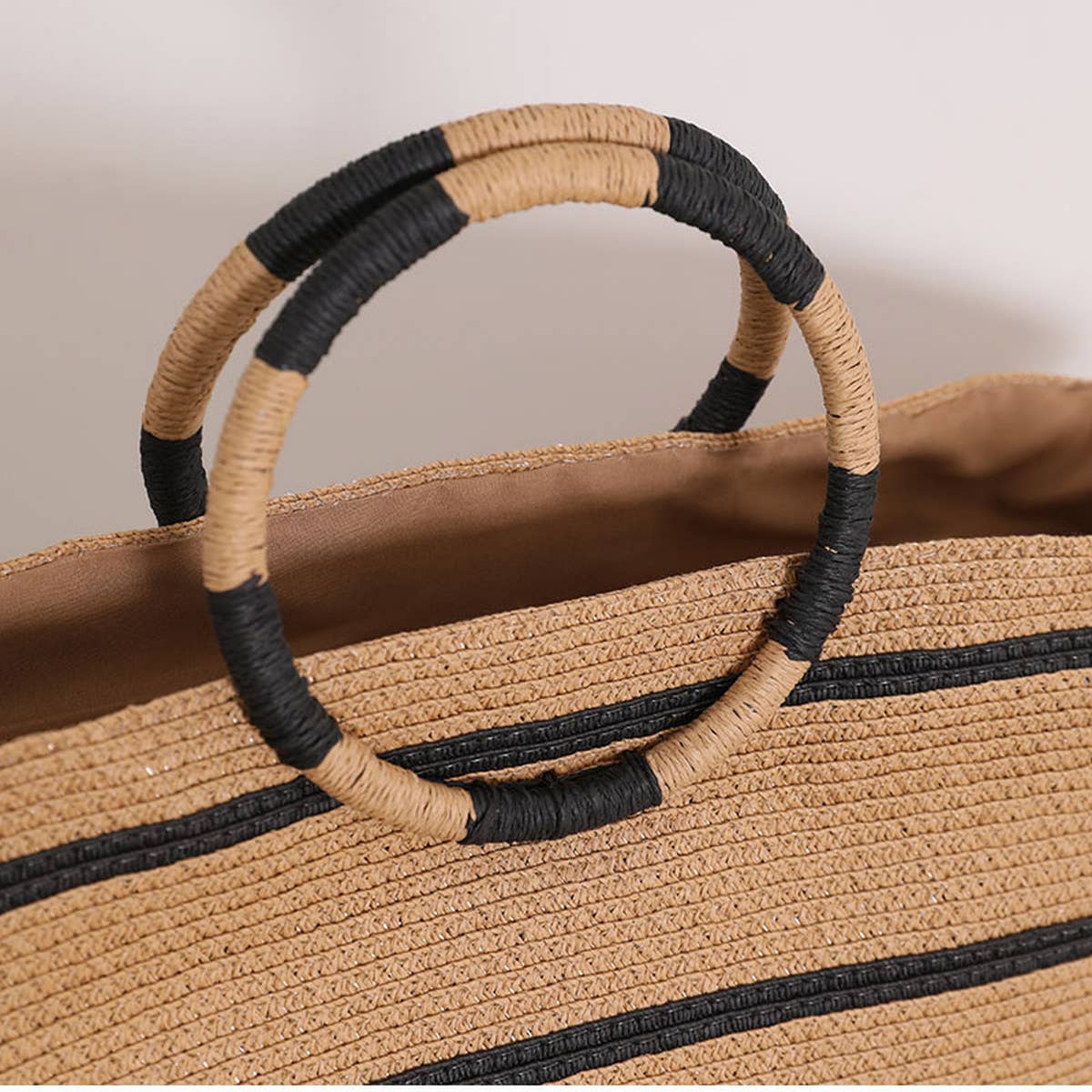 NEW STRIPED TOTE STRAW BAG WOVEN BAG