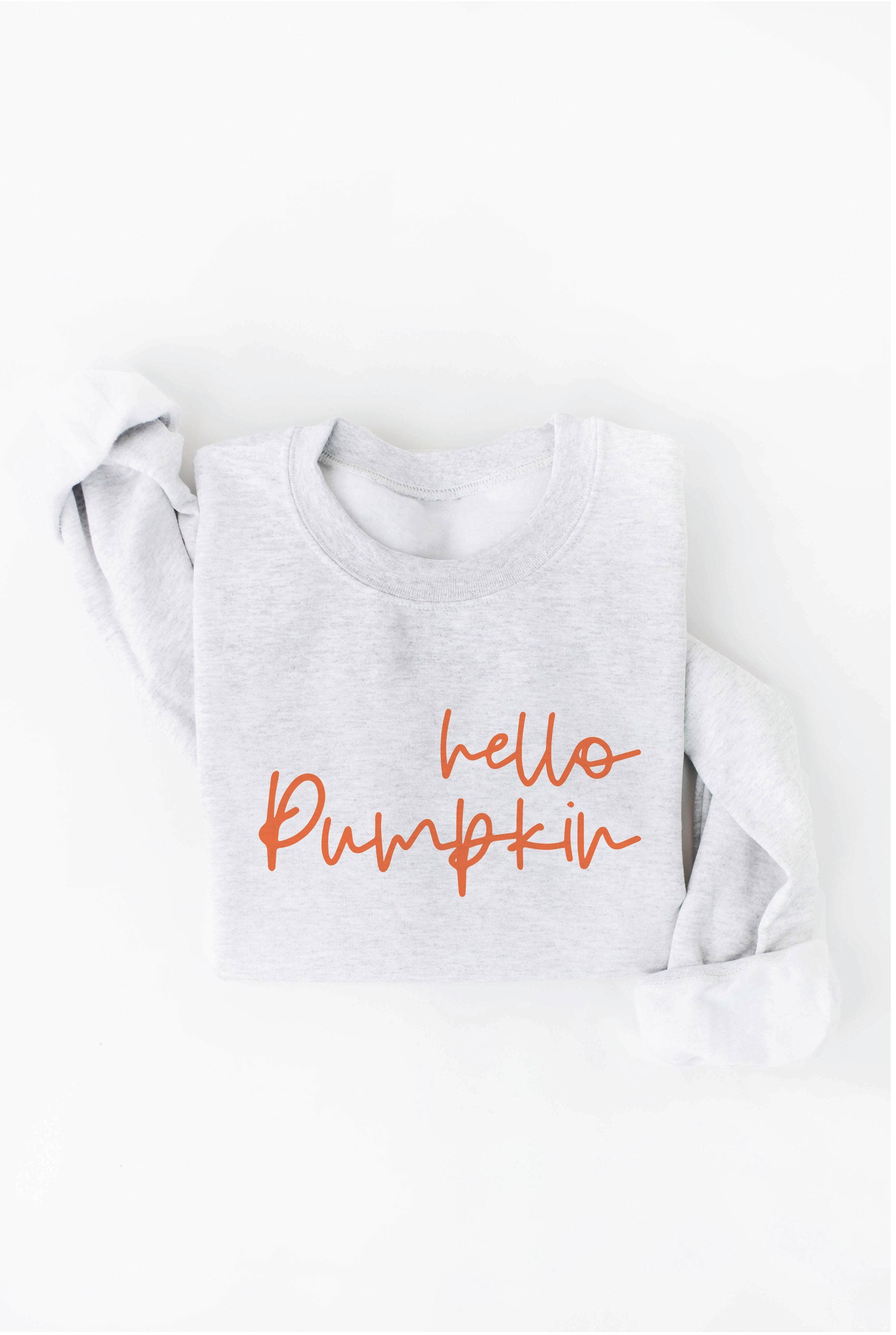 HELLO PUMPKIN Graphic Sweatshirt: TAN / S