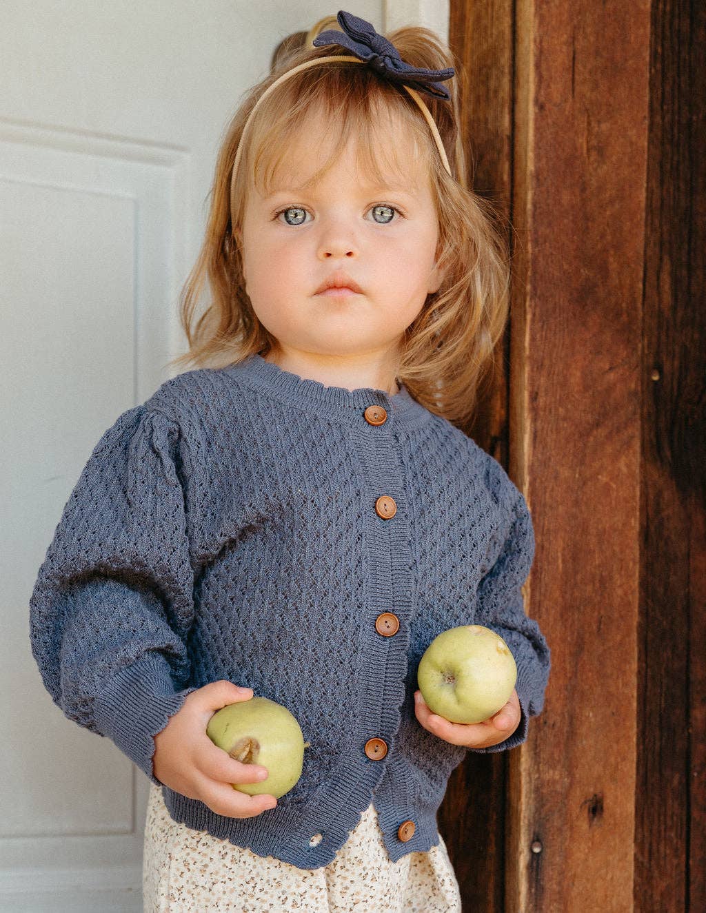 Pointelle Sapphire Cardigan: 12-18 months