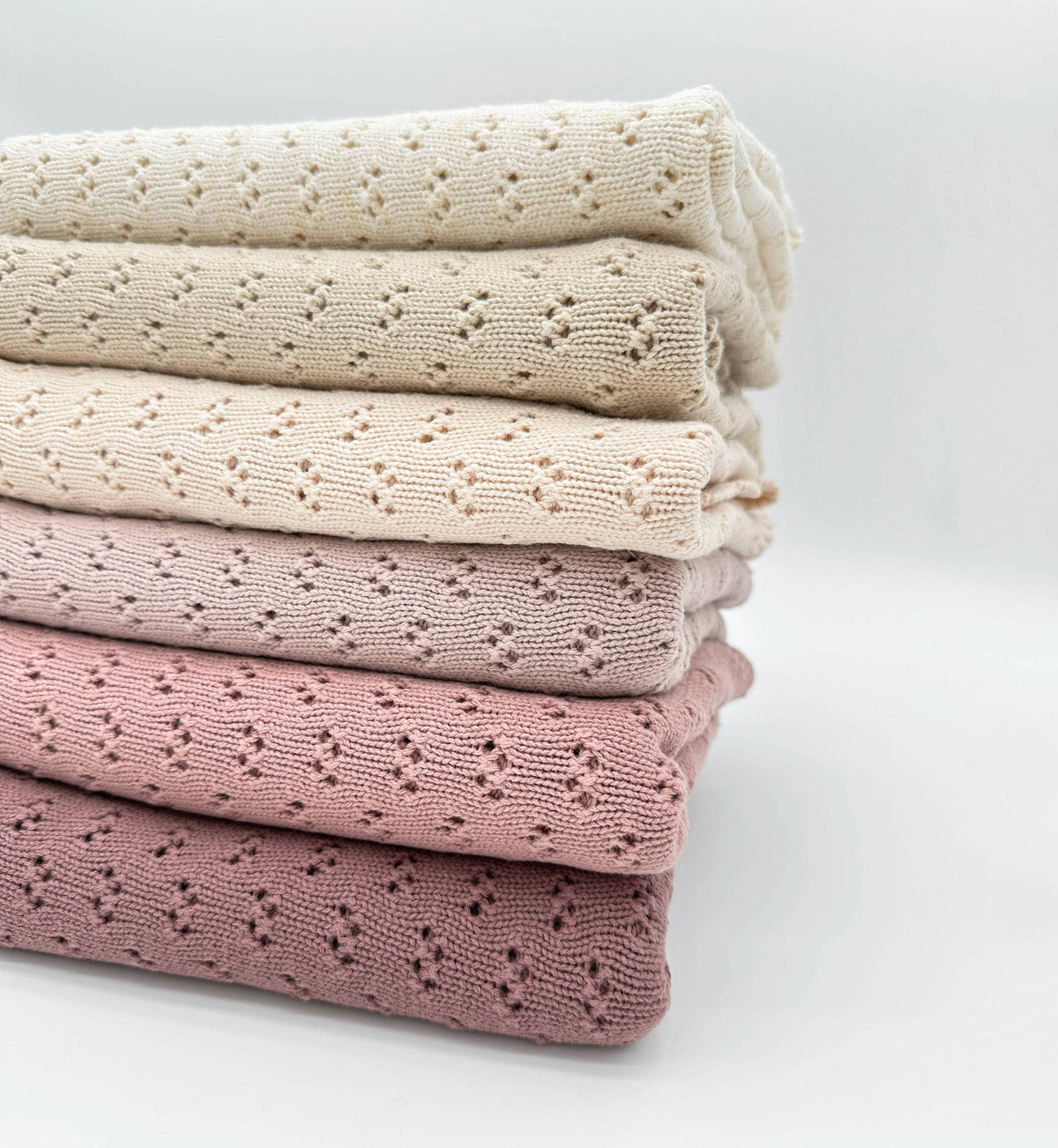 Grace Knitted Cotton Baby Blanket: Dusty pink