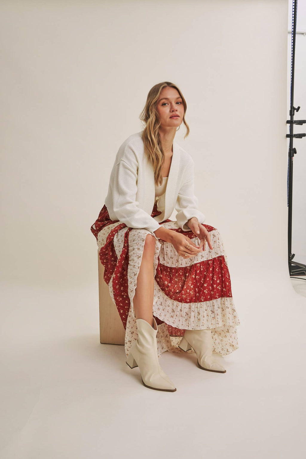 EVERYDAY ESEENTIAL EASY LAYERING BALLOON SLV WAFFLE CARDIGAN