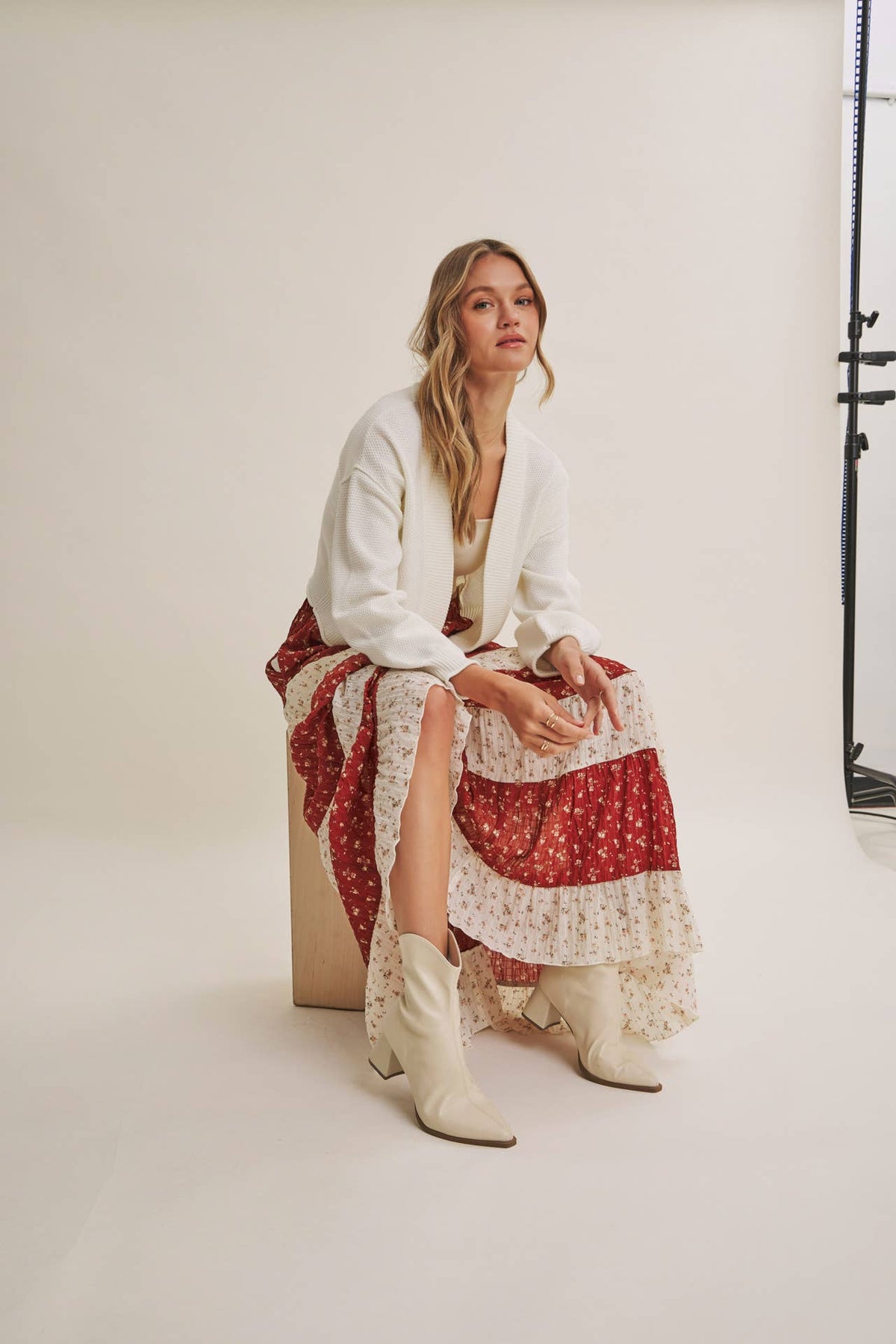 EVERYDAY ESEENTIAL EASY LAYERING BALLOON SLV WAFFLE CARDIGAN