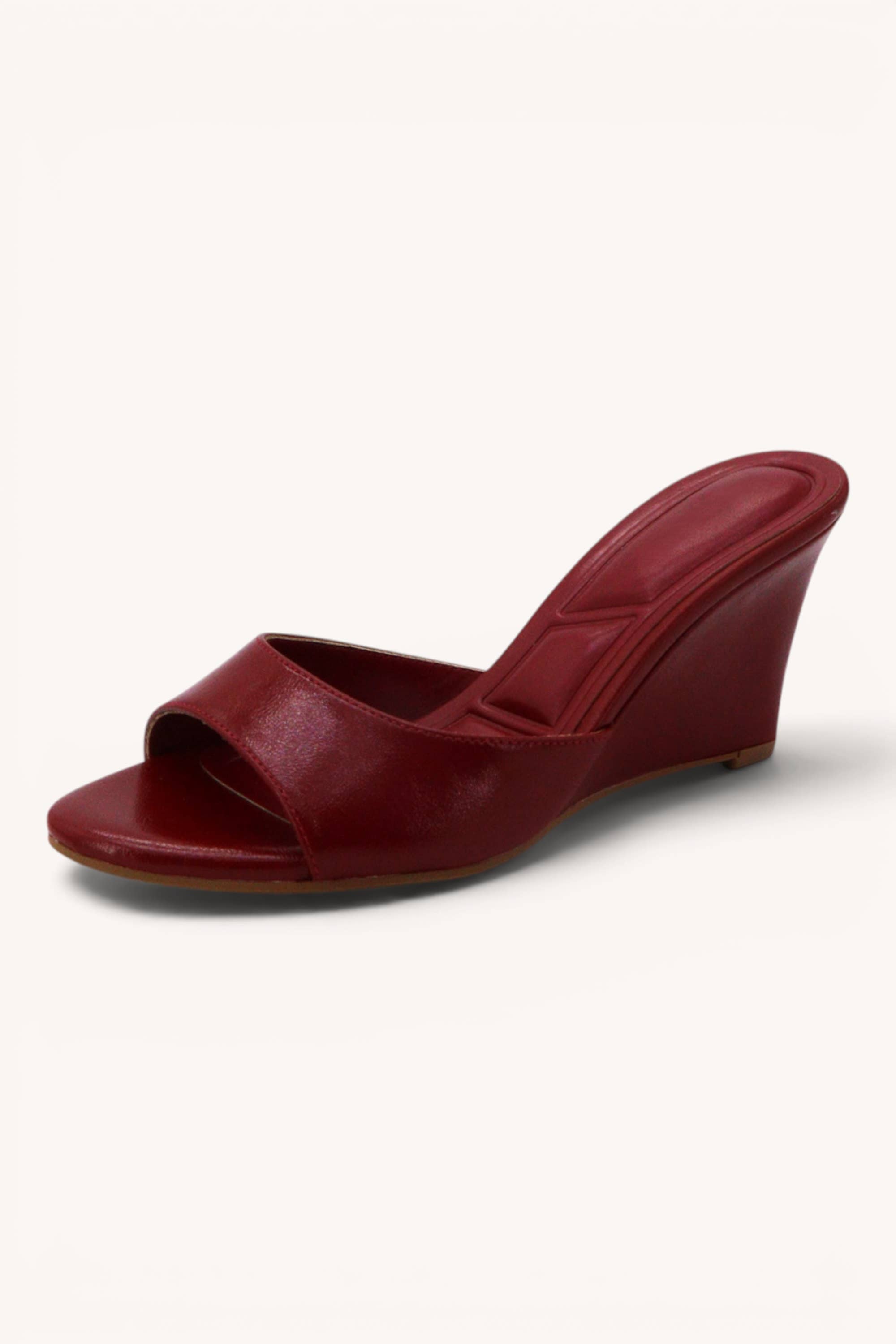 ZONE-10 Sleek Wedge Mule Sandals Trendy Open Toe Heels: BLACK PU / A12
