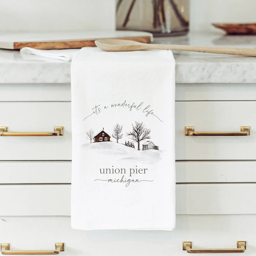 Custom It’s a wonderful life Tea Towel: Natural