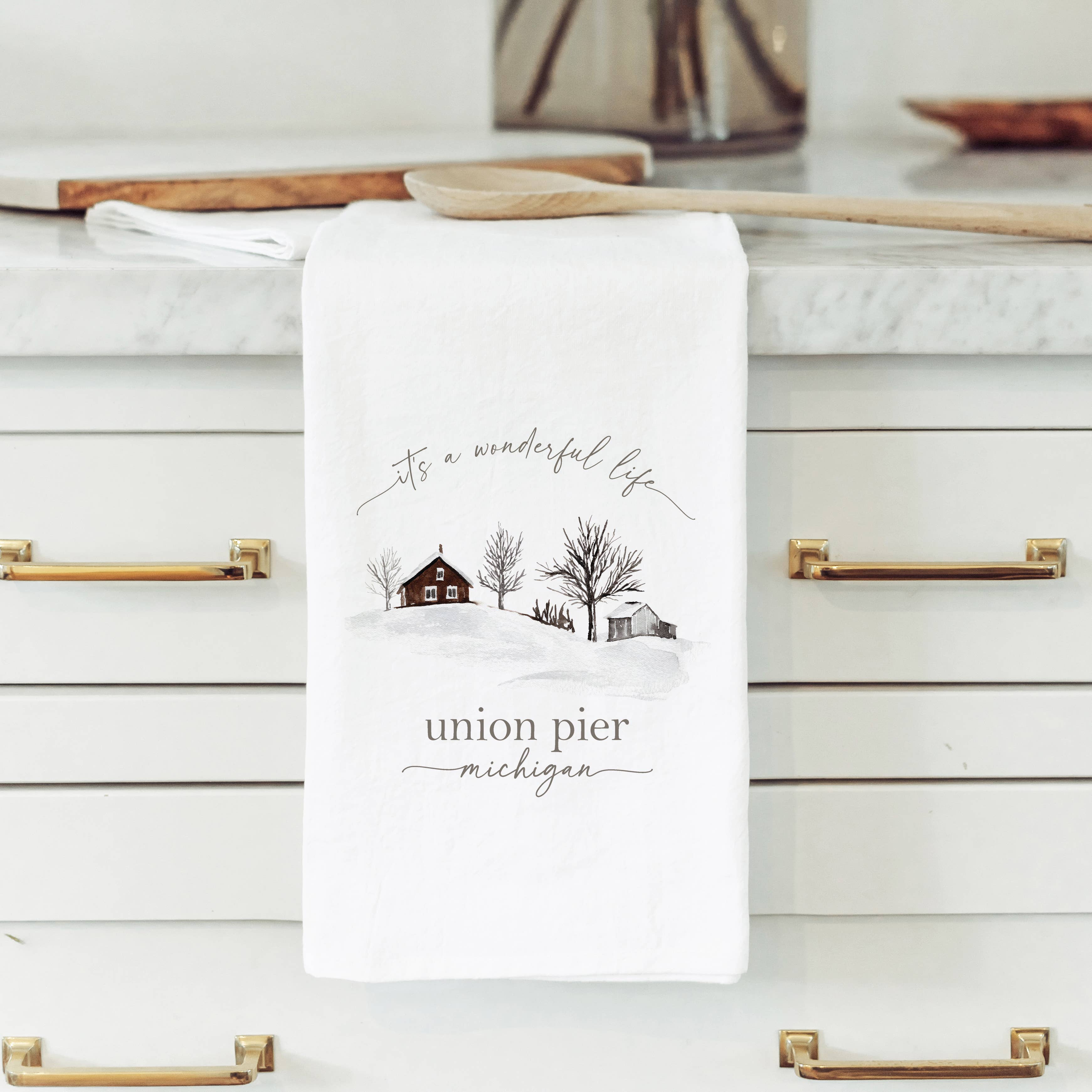 Custom It’s a wonderful life Tea Towel: Natural