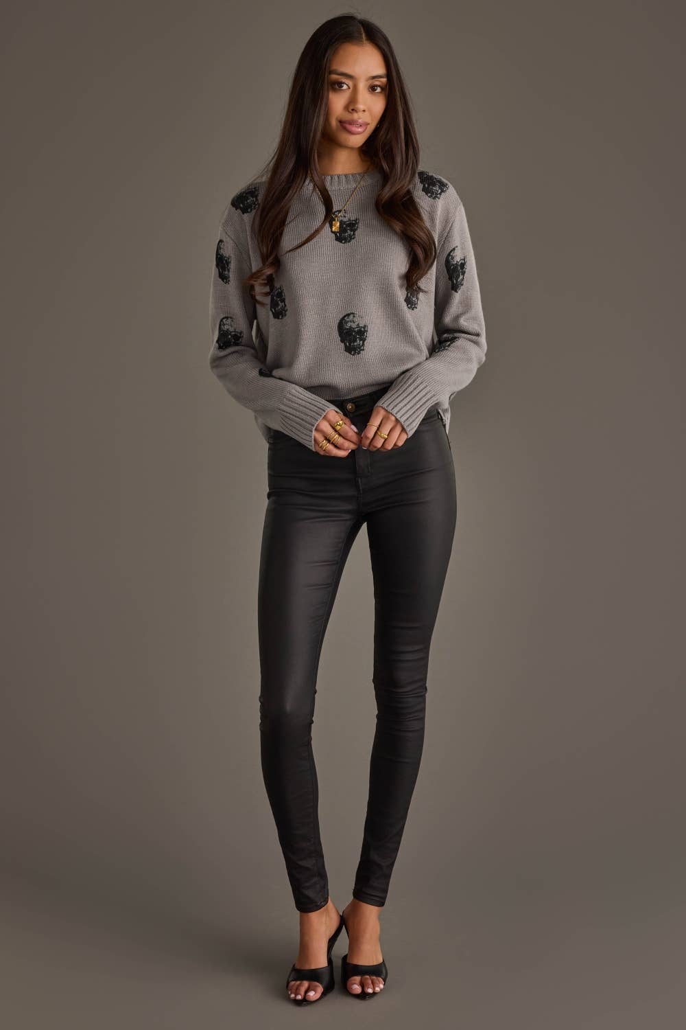 Gray Skull Sweater