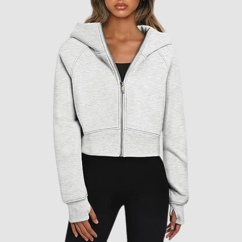 Women's Cropped Zip Up Athleisure Hoodie