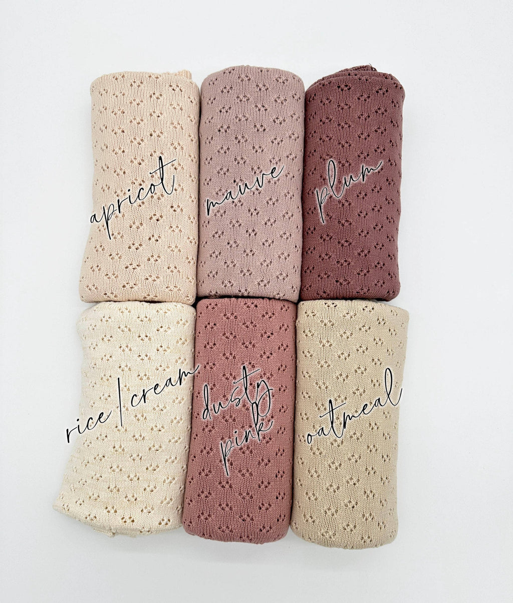 Grace Knitted Cotton Baby Blanket: Rice/cream
