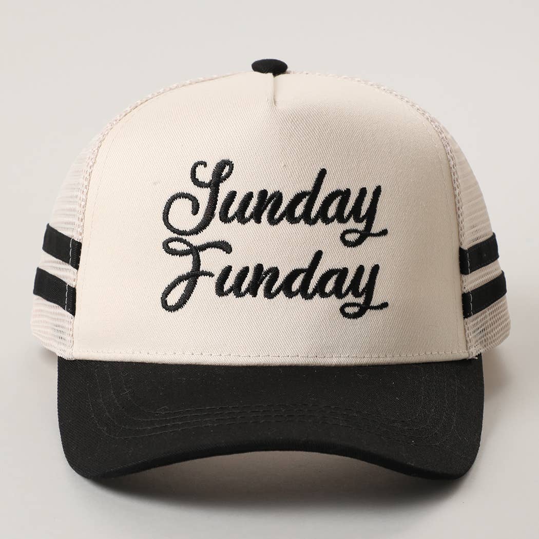 Sunday Funday Embroidered Two -Tone Mesh Trucker Hat