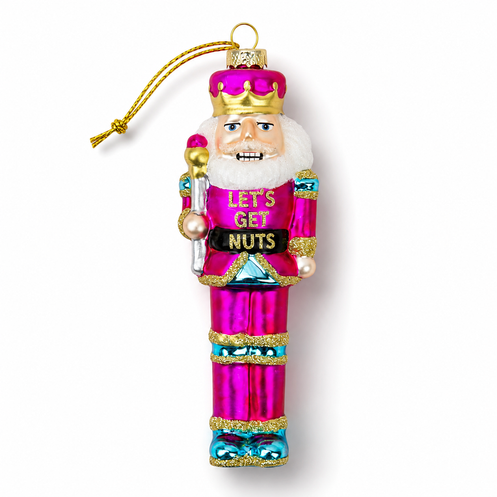 Let's Get Nuts - Nutcracker Glass Ornament, Holiday Gift
