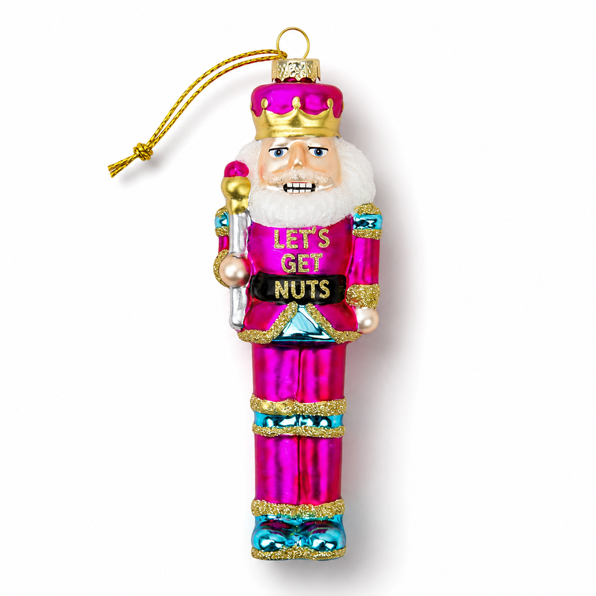 Let's Get Nuts - Nutcracker Glass Ornament, Holiday Gift