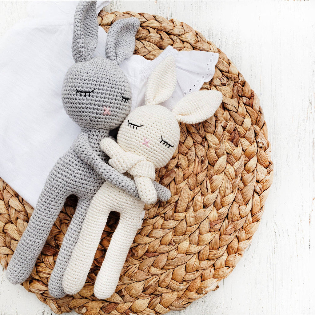 Sleepy Crochet Bunny Doll Standing Ears: Apricot bunny Doll