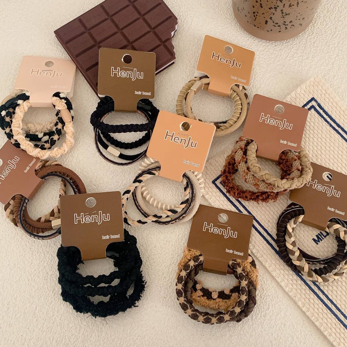SOFT, ELASTIC AND SIMPLE HAIR TIES MILKYCOFFEE