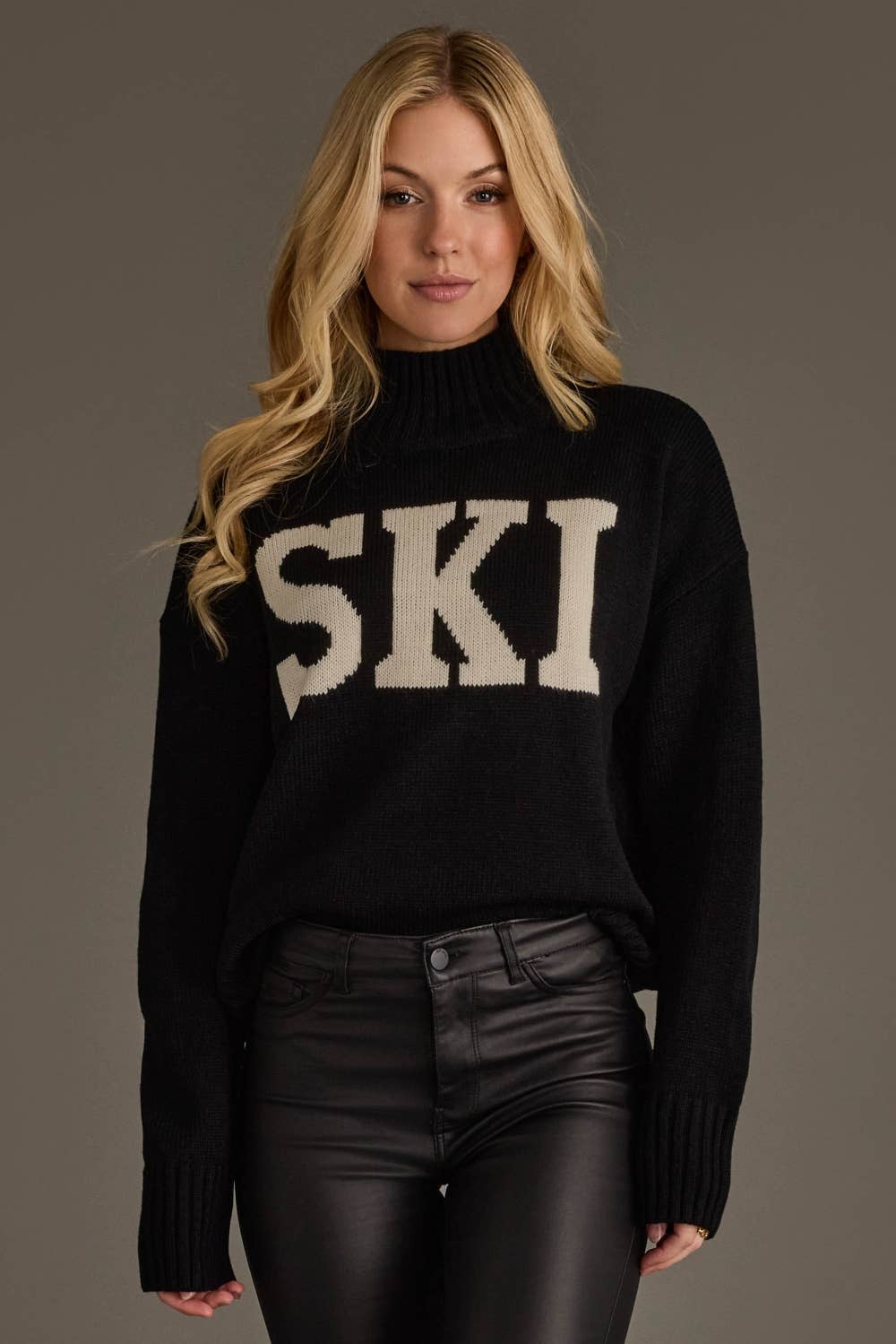 Black & White Ski Mock Neck Sweater