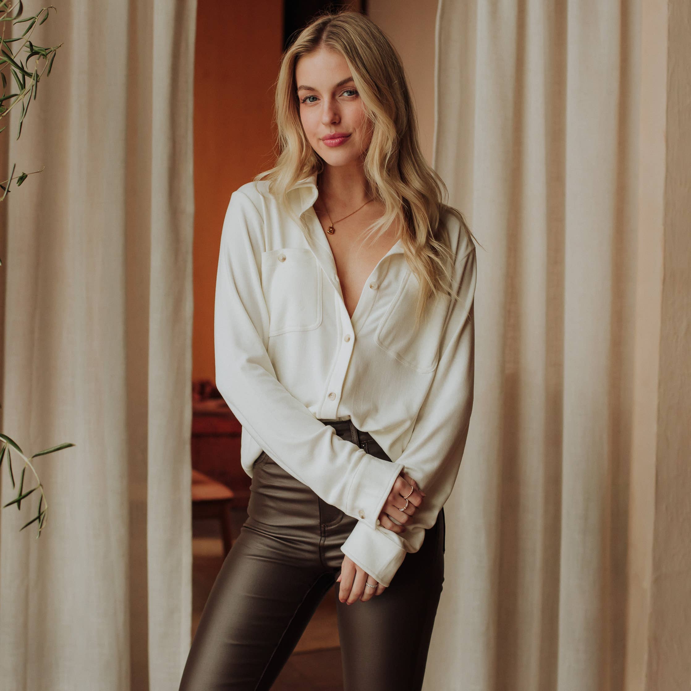 White Super Soft Button Up