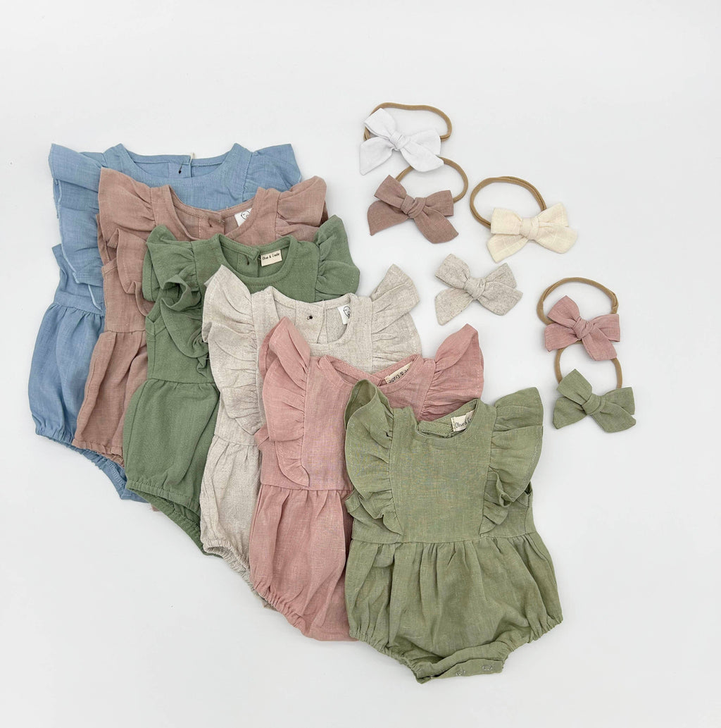Gabriella Sleeveless Romper 3pc Set: Blush pink / 6-9 months