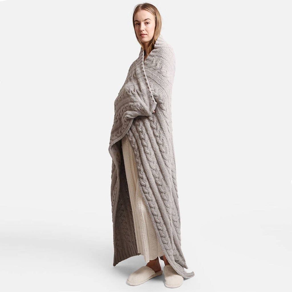 Braided Cable Knit Luxury Soft Throw Blanket
