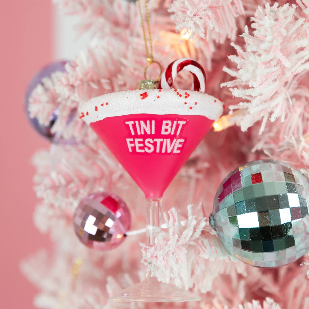 Tini Bit Festive - Martini Glass Ornament, Holiday Gift