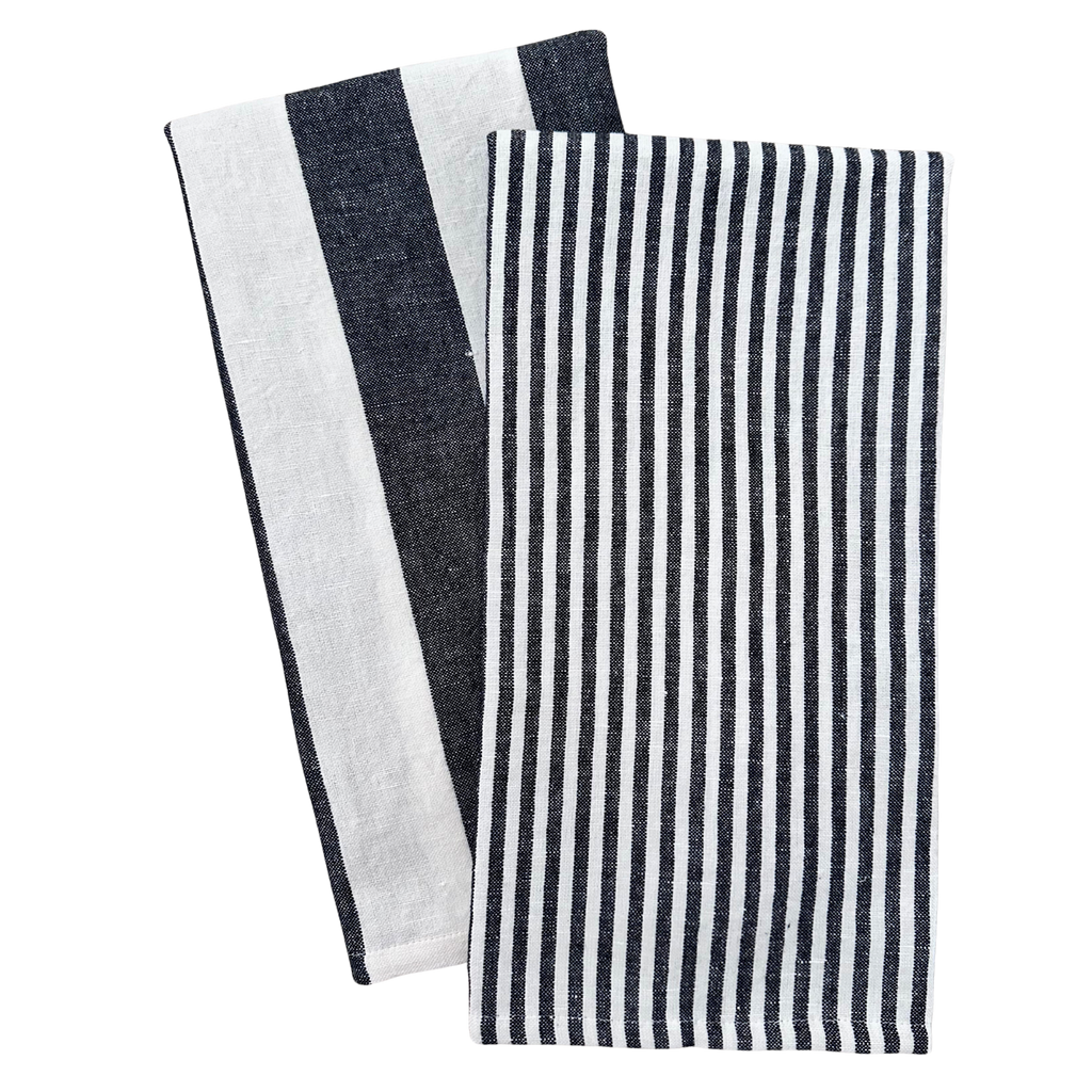 Stripe Tea Towel Set: Black
