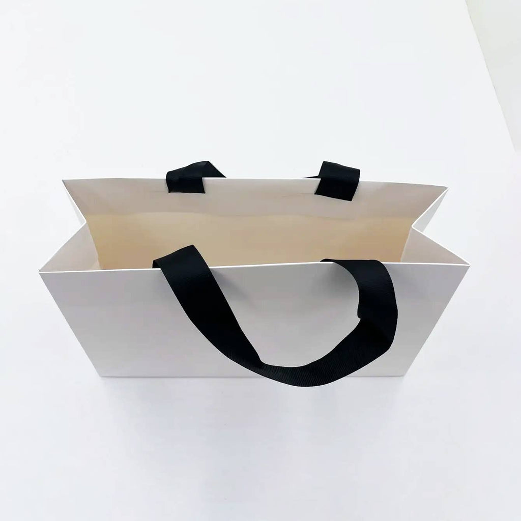 Premium Threaded Rope White Paper Gift Bag w/ free tissue: Large