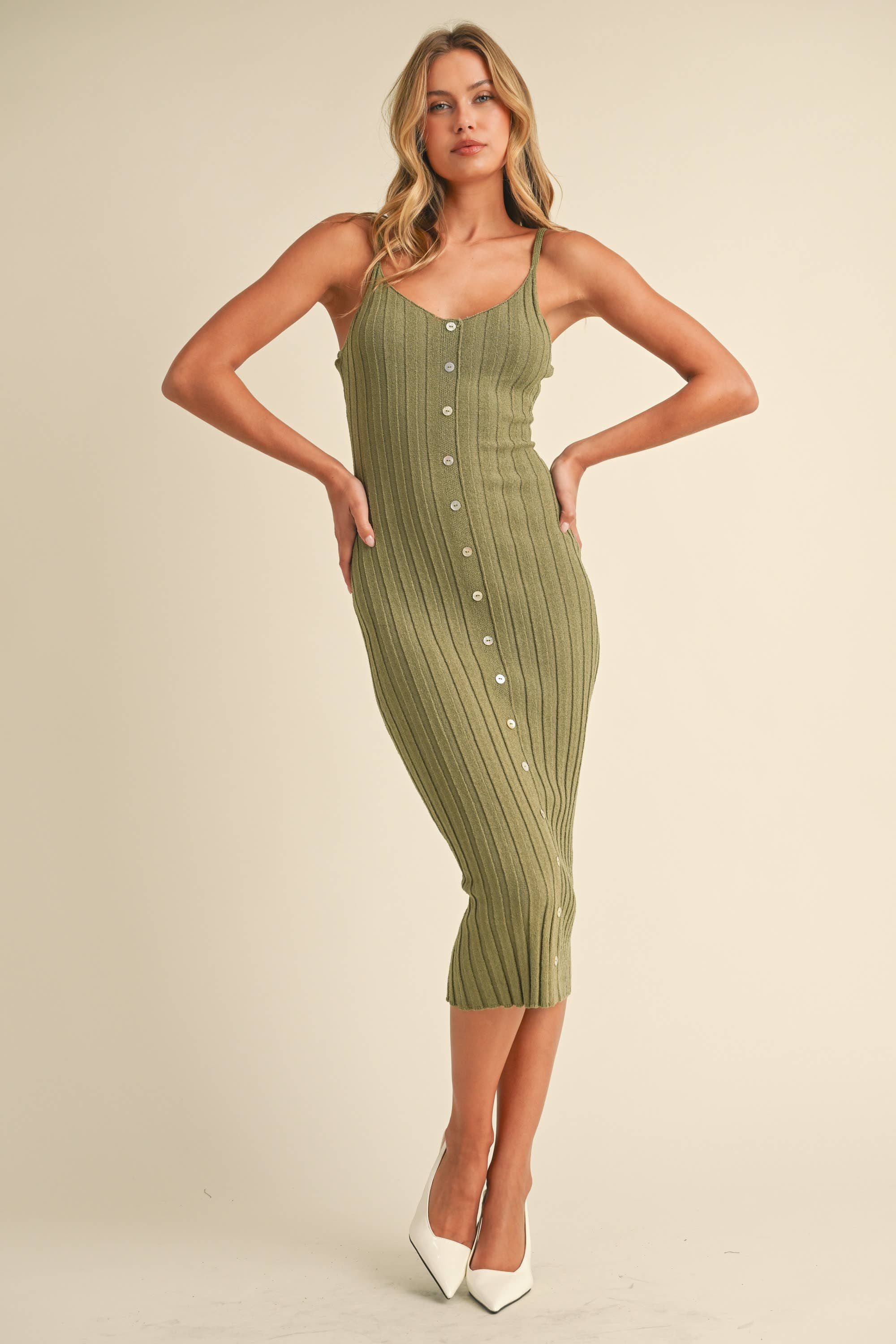 SLEEVELESS MIDI RIB SWEATER MIDI DRESS