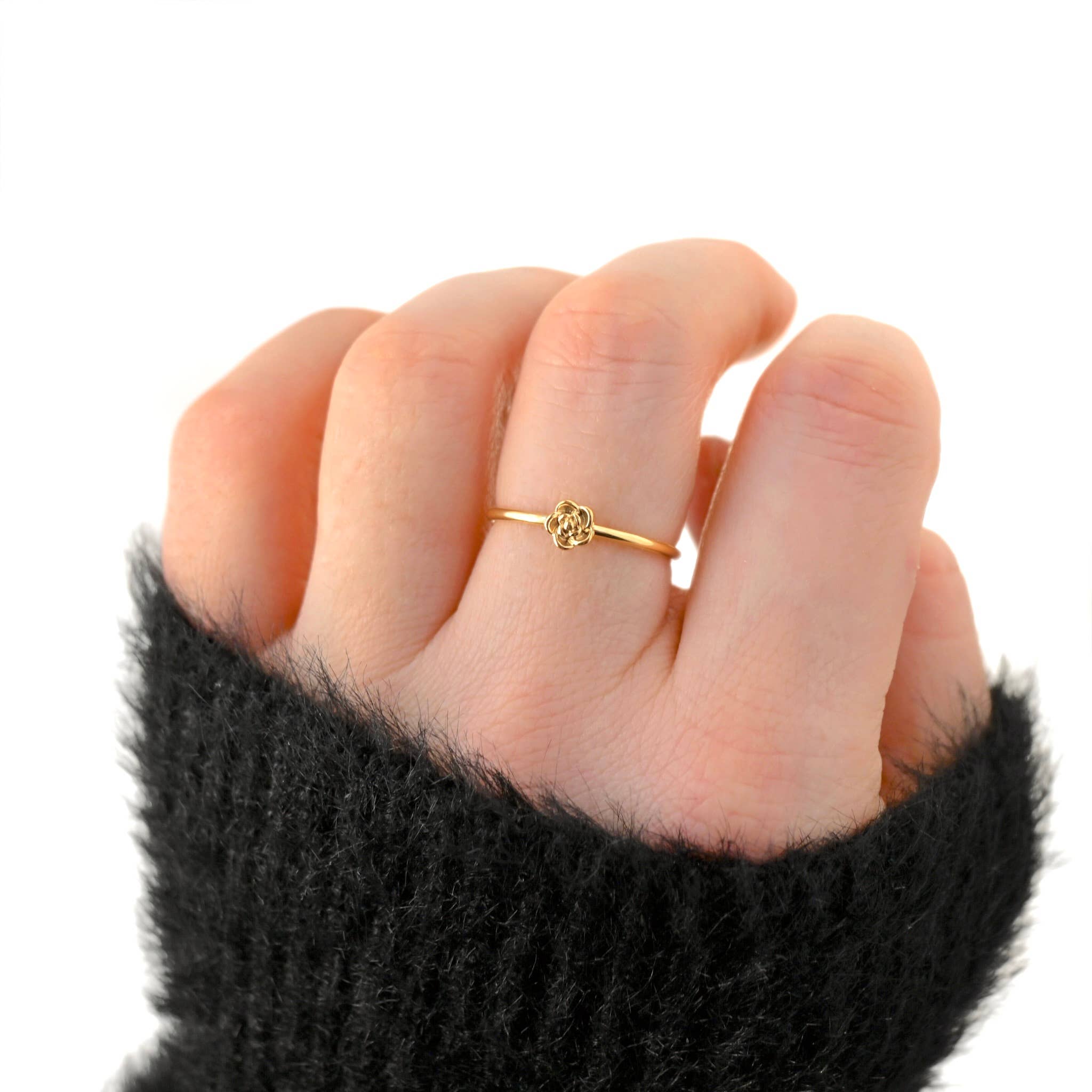 Mini Gold Rose Ring