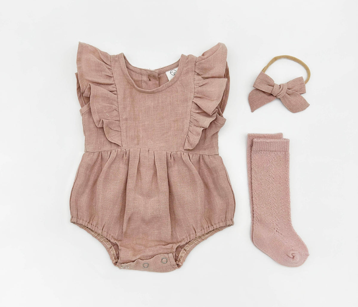 Gabriella Sleeveless Romper 3pc Set: Sage / 12-18 months