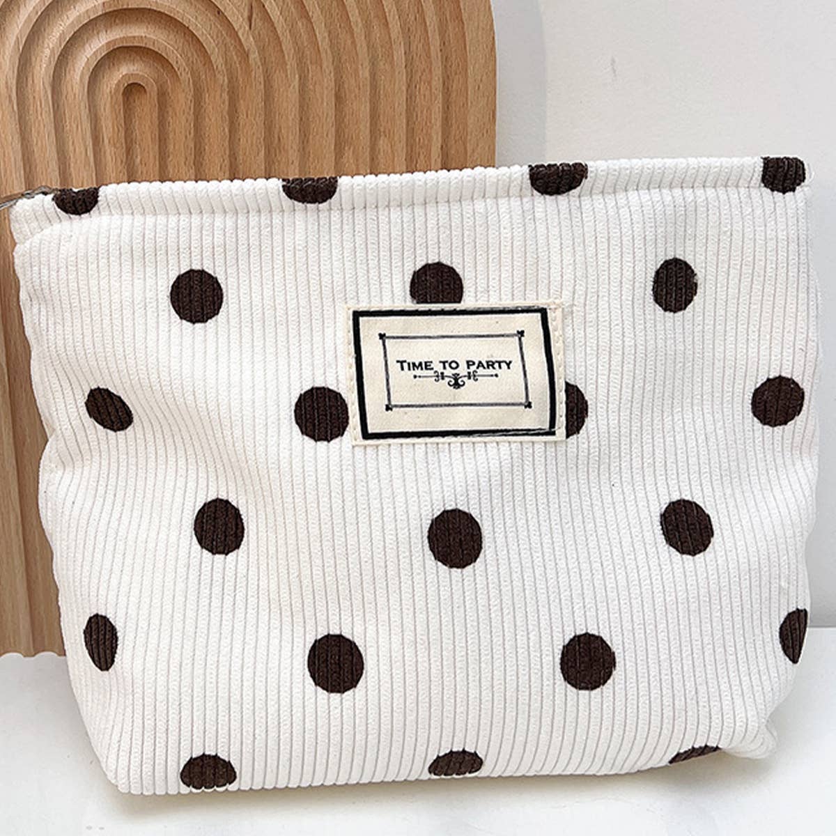 CORDUROY RETRO POLKA DOT MAKEUP BAG