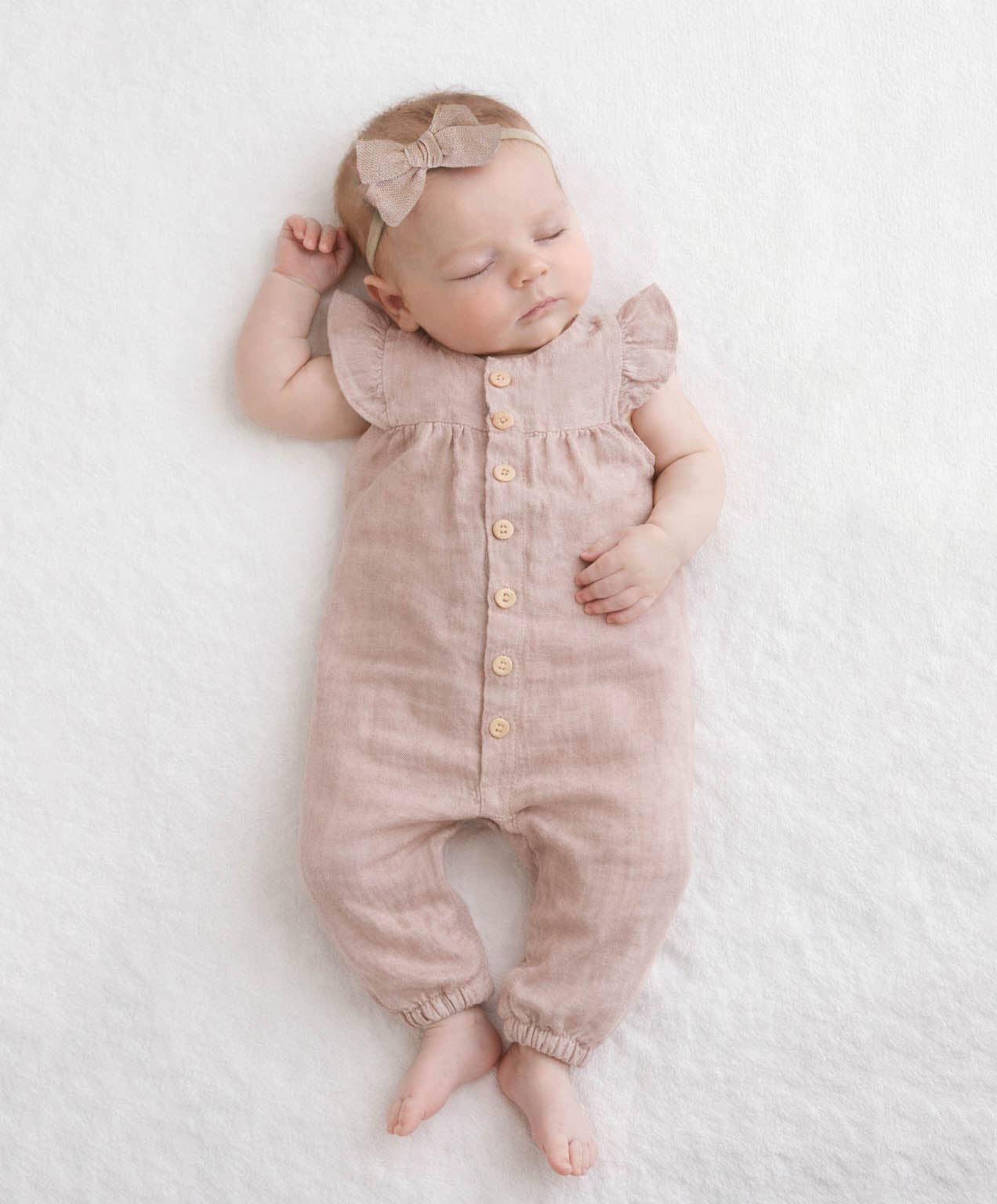 Jennifer Linen Jumper + Bow: Vintage pink