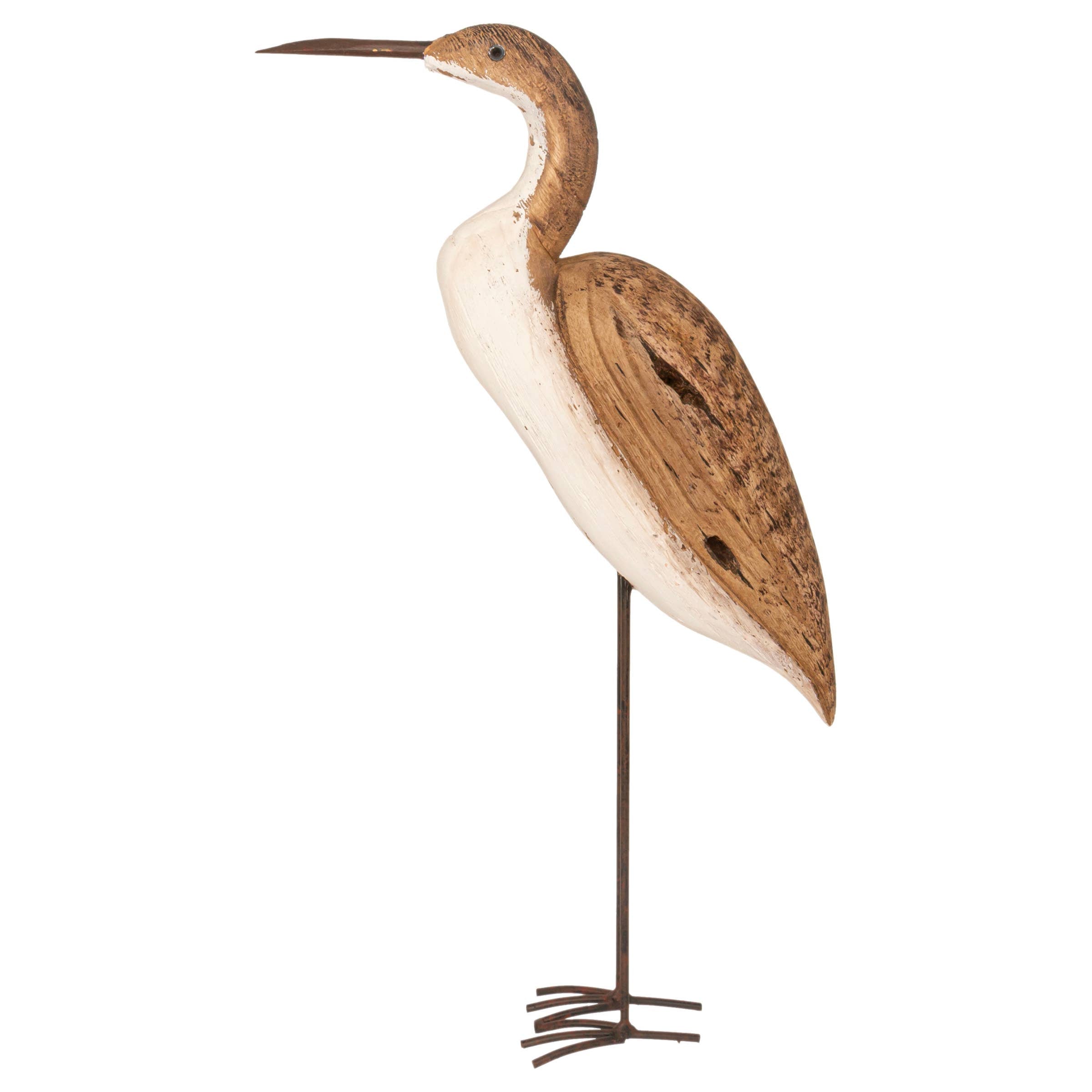 16" Tall Decorative Wood Standing Crane