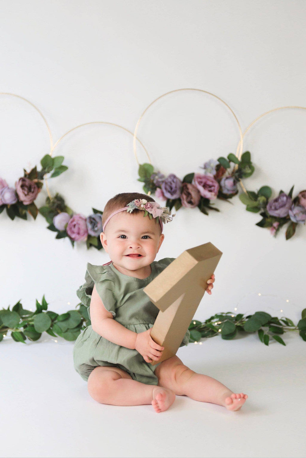 Gabriella Sleeveless Romper 3pc Set: Sage / 12-18 months