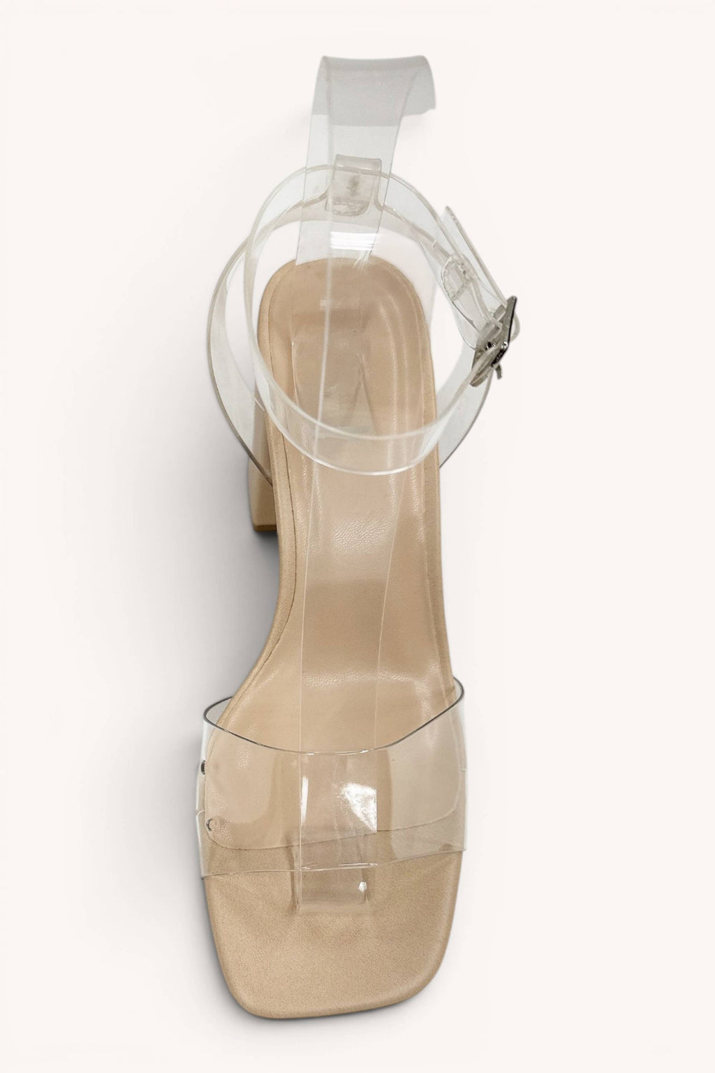 SPANIEL Minimal Clear Heels Barely There Ankle Strap Sandals: CLEAR / A12