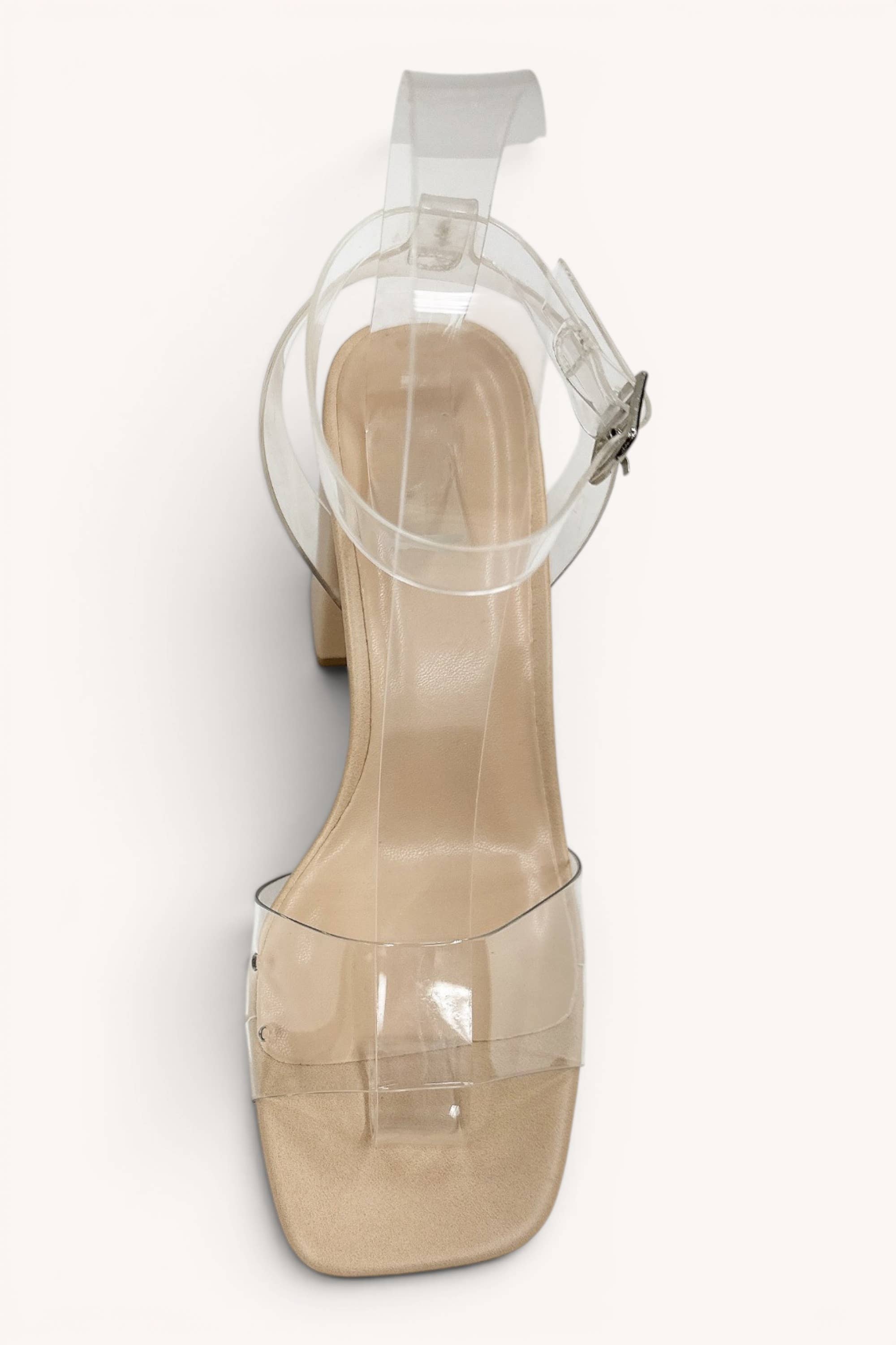 SPANIEL Minimal Clear Heels Barely There Ankle Strap Sandals: CLEAR / A12