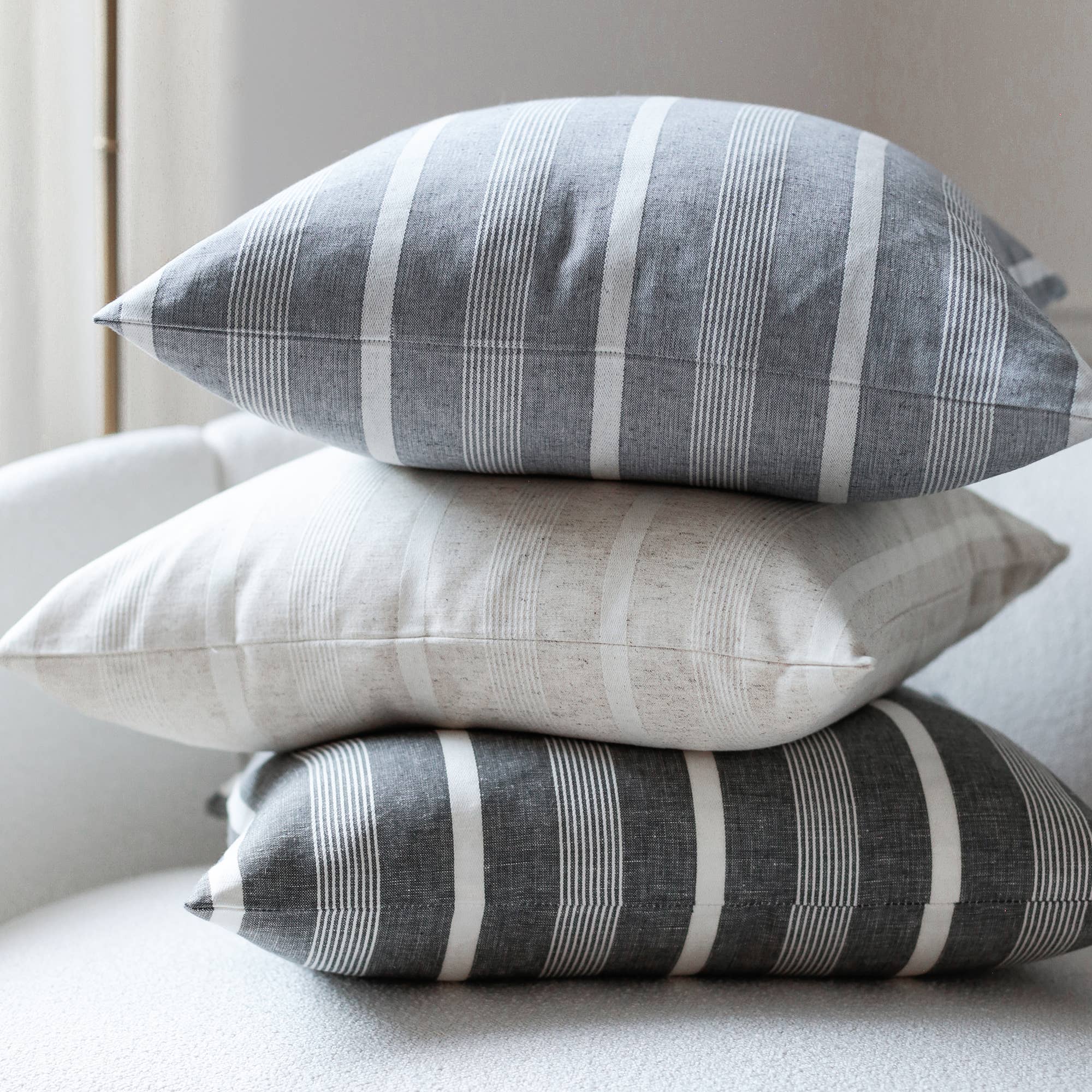 Linen Stripe Pillow Cover | Addison: Gray Stripe