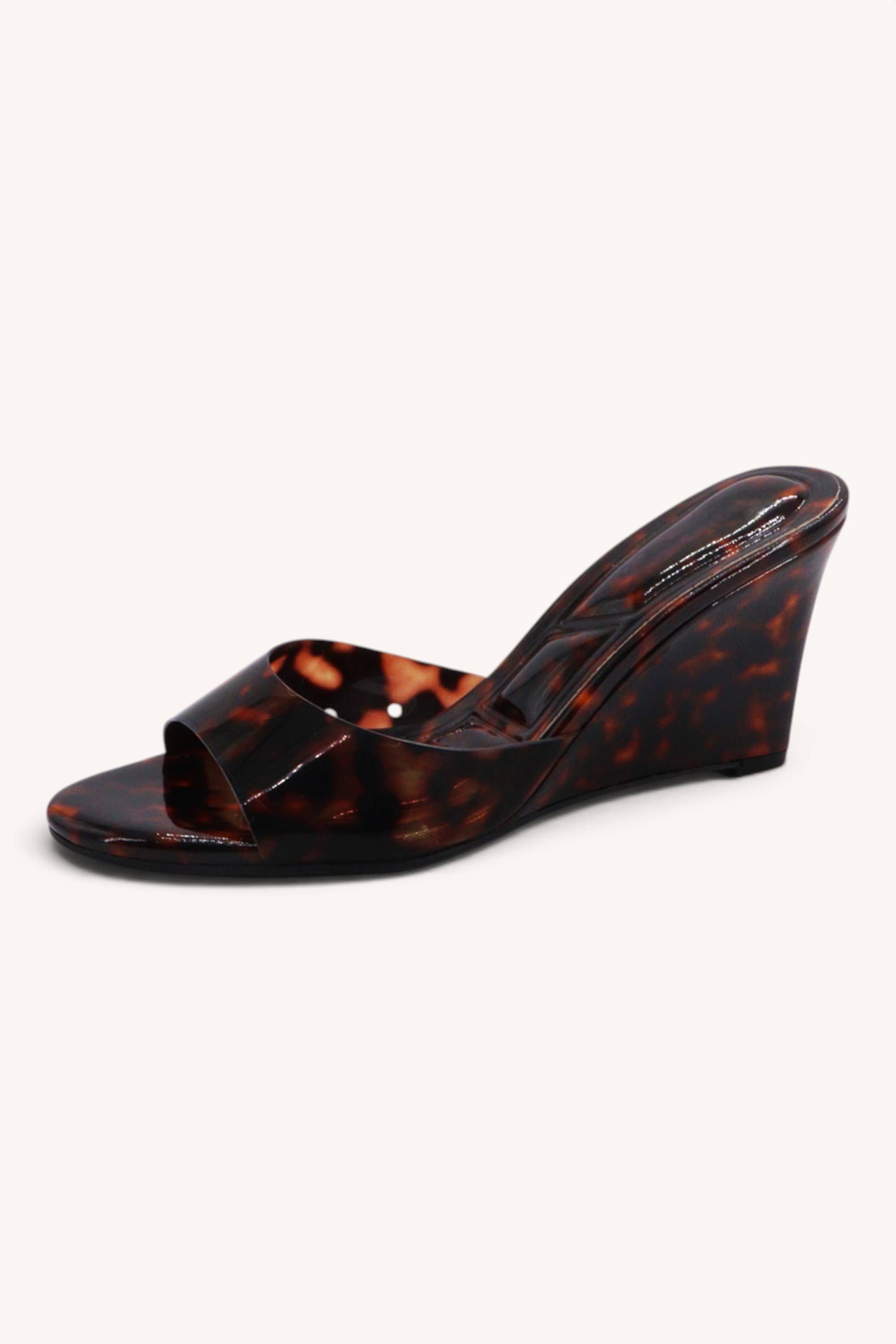 ZONE-10 Sleek Wedge Mule Sandals Trendy Open Toe Heels: BLACK PU / A12