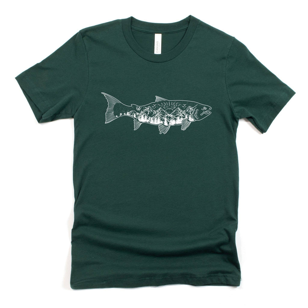 Mountain Fish Graphic Tee | Long Sleeve 018: Military T-Shirt / XX-Large
