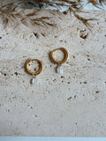 14k Gold Plated Rainbow Moonstone Rectangle Hoop Earrings
