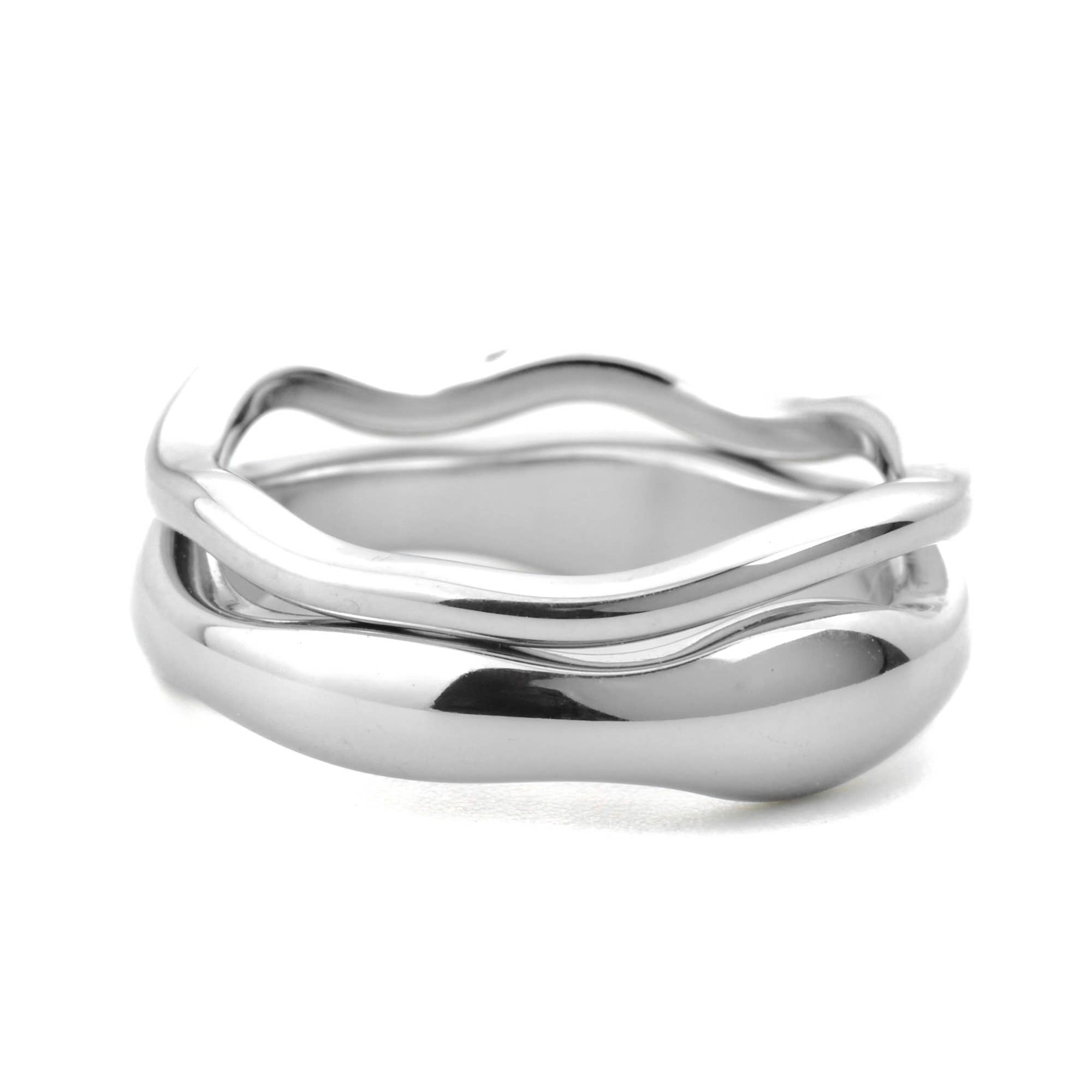 Stackable Gold Wave Ring Set - Tarnish-free Stainless Steel: Yellow Gold / 9 / Thin