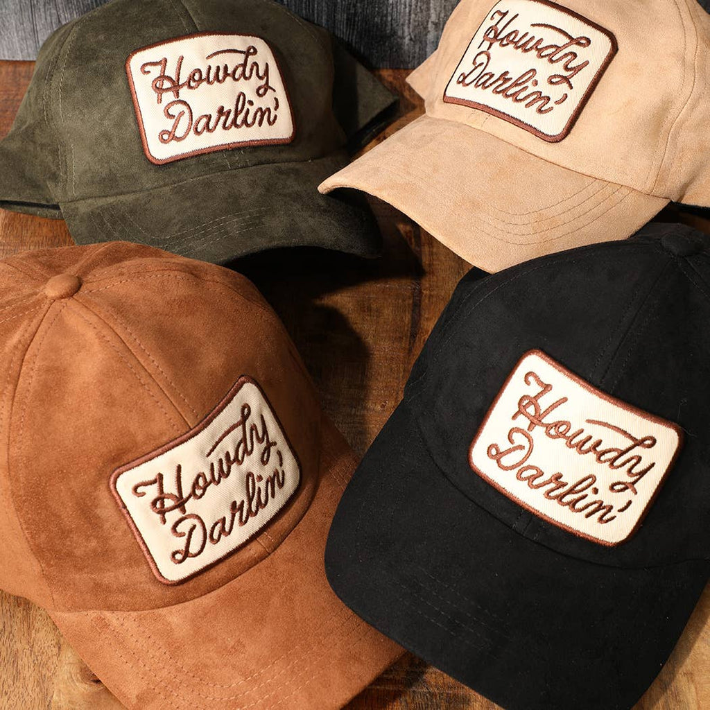Howdy Darlin Patch Suede Baseball Cap