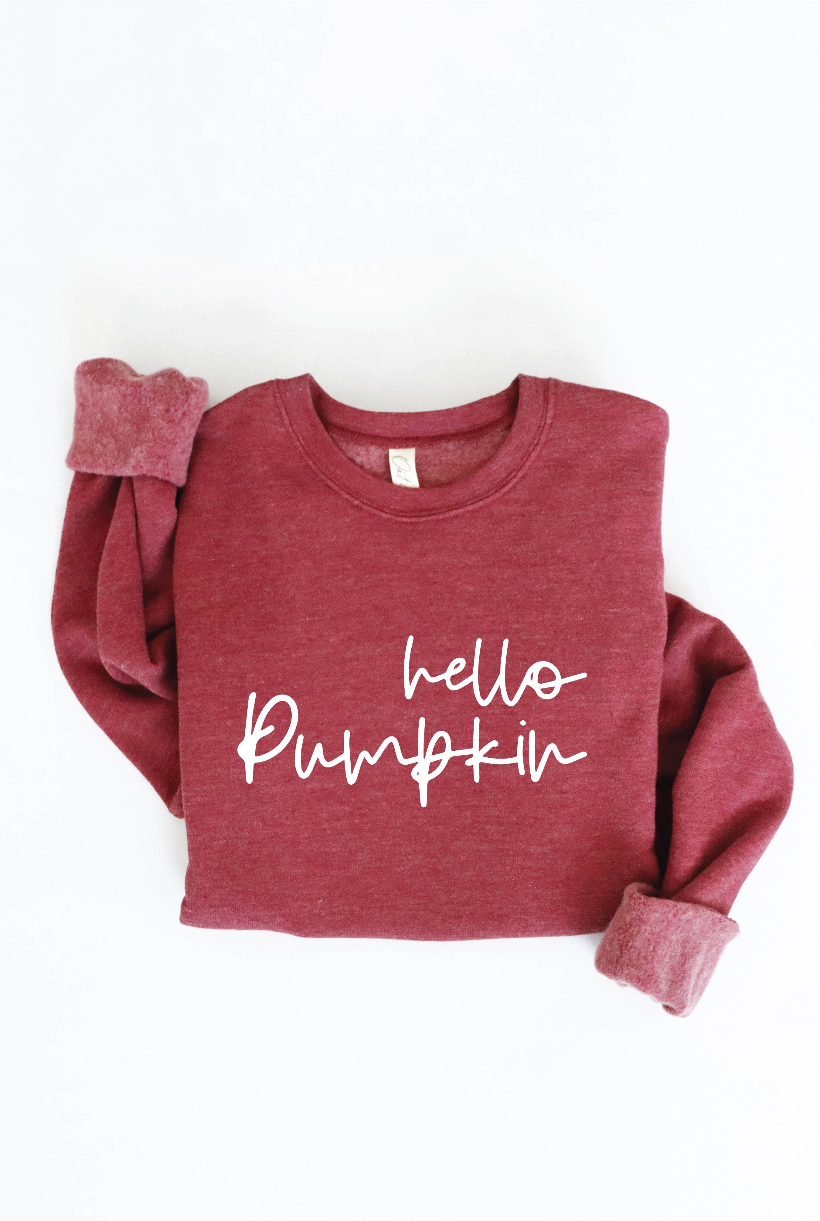 HELLO PUMPKIN Graphic Sweatshirt: TAN / L