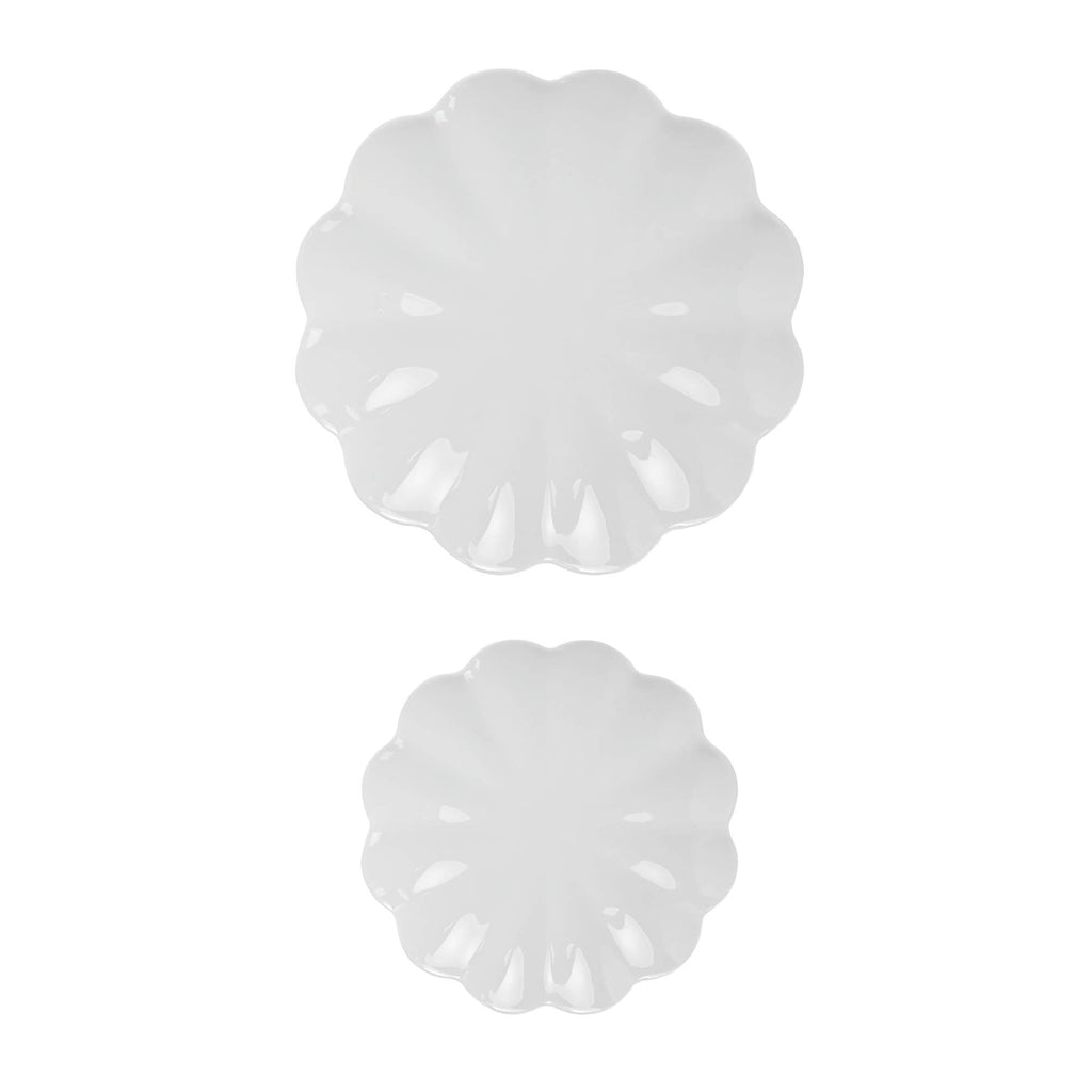 White Scalloped Serving Tray Set of 2 - Home Decor