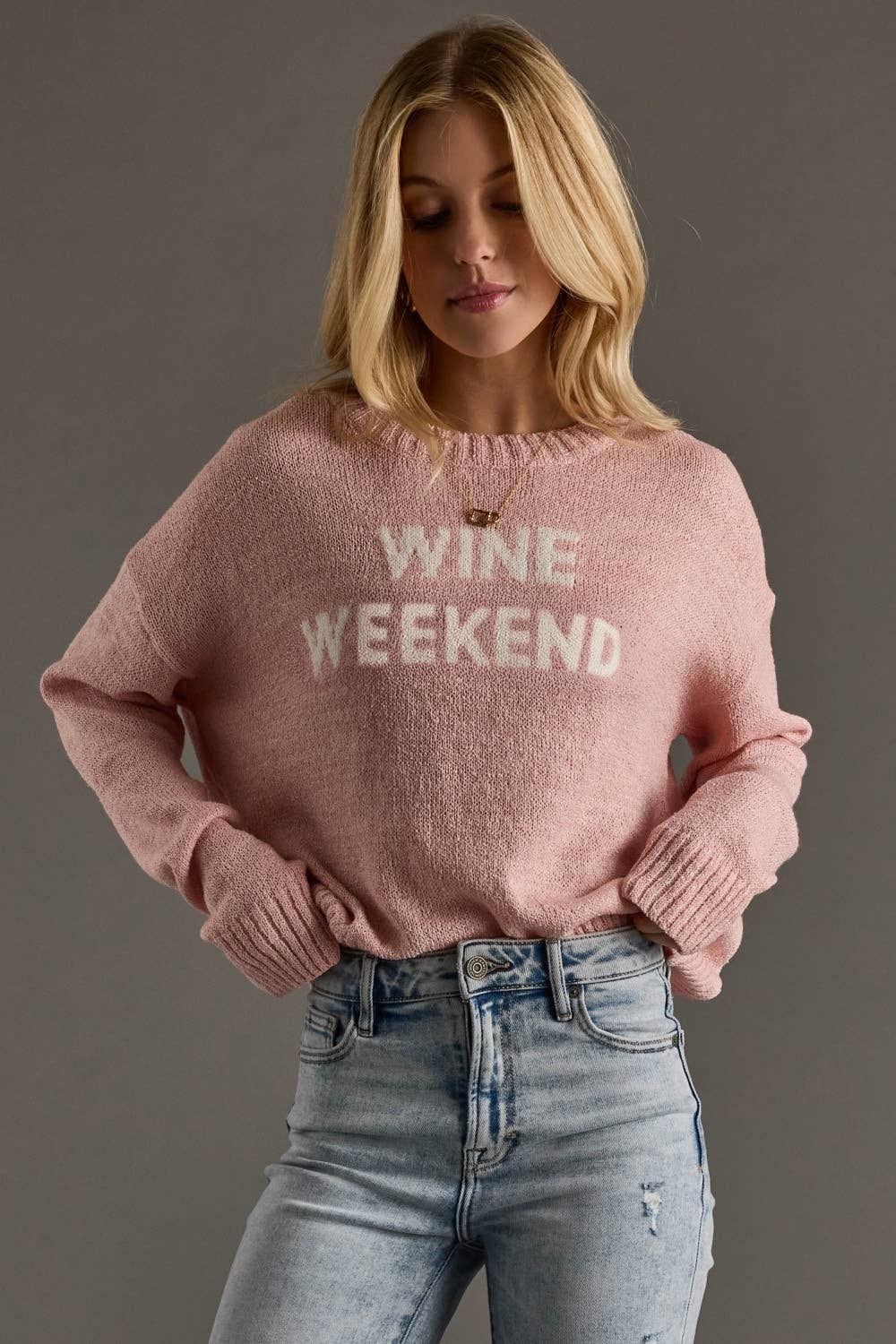 Lt. Pink Wine Weekend Lightweight Sweater