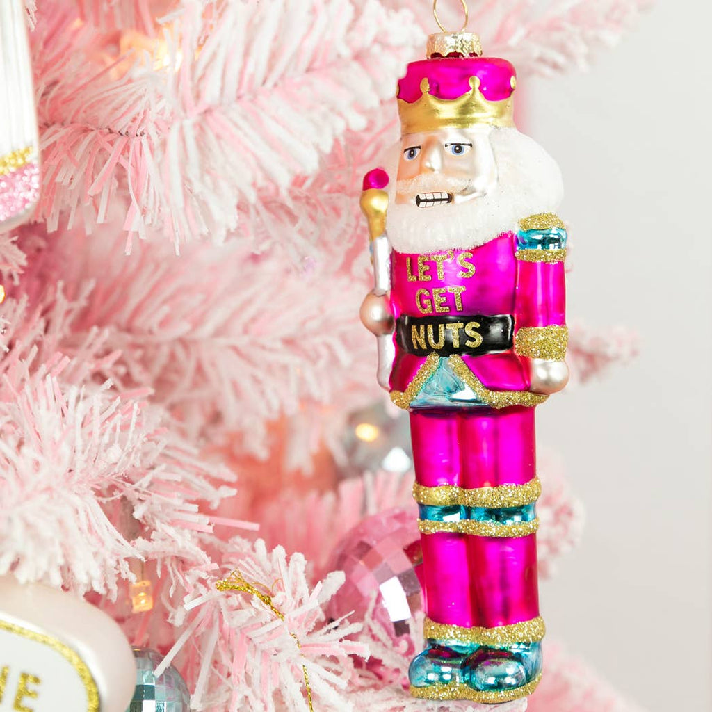 Let's Get Nuts - Nutcracker Glass Ornament, Holiday Gift